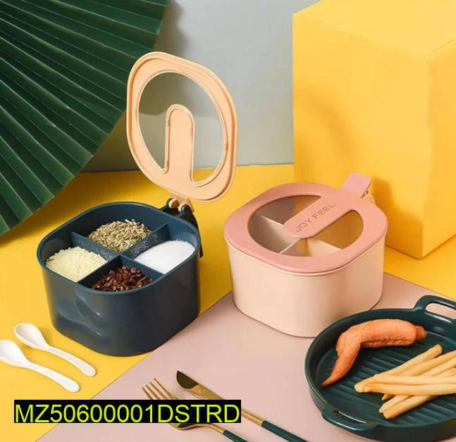 4 in 1 Partition Kitchen Seasoning Spice Box With Spoons